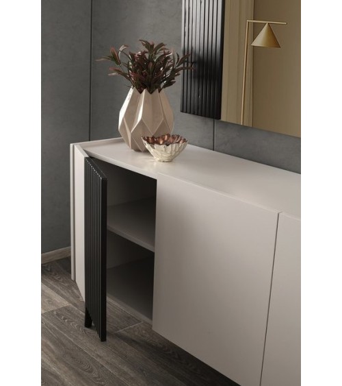 Buffet LETTA 4 portes 204 cm blanc