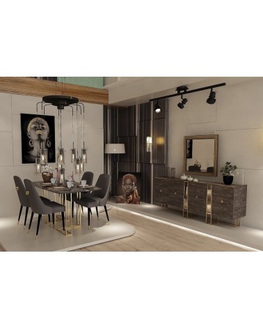 Salle à manger AYA brun, effet marbre et doré