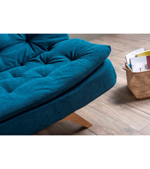 Canapé 3 places convertible SALLY 194x90 cm bleu pétrole