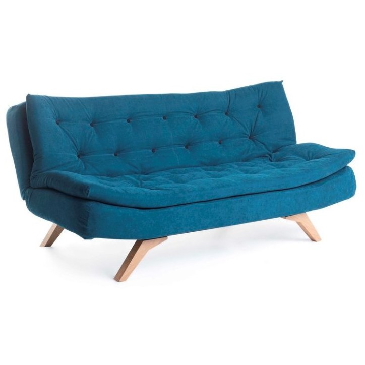 Sofá cama 3 plazas SALLY 194x90 cm azul petróleo