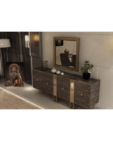 Salle à manger AYA brun, effet marbre et doré