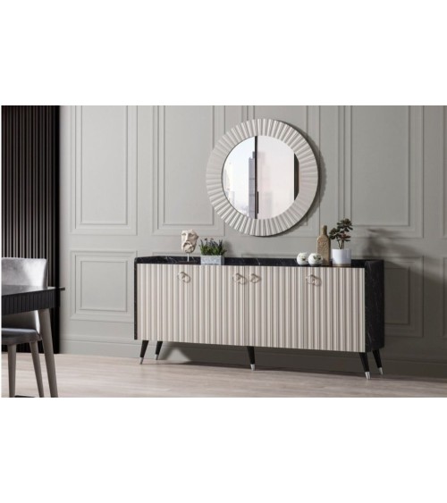 Buffet ORENDA NOIR GRIS 4 portes 185 cm