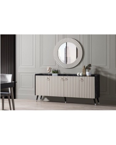 Buffet ORENDA NOIR GRIS 4 portes 185 cm
