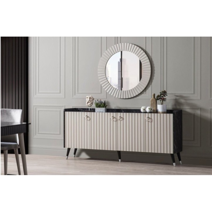 Buffet ORENDA NOIR GRIS 4 portes 185 cm