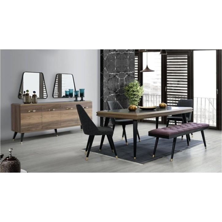 Salle à manger MELISA bois et noir Salle à manger MELISA bois et noir