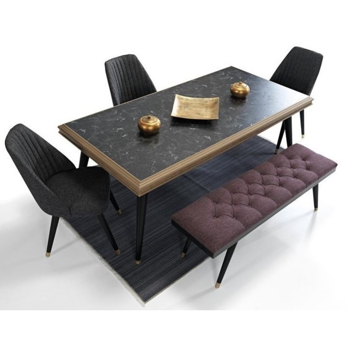 Salle à manger MELISA bois et noir Salle à manger MELISA bois et noir