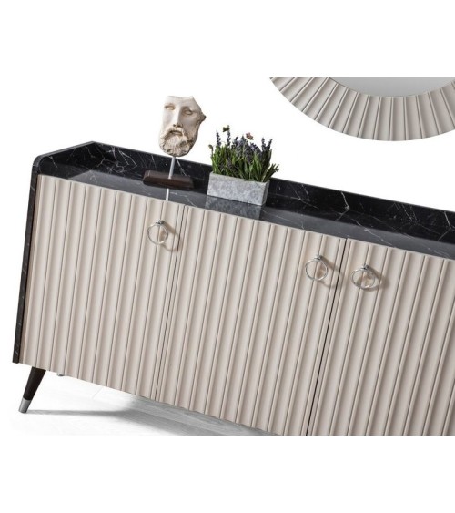 Buffet ORENDA NOIR GRIS 4 portes 185 cm