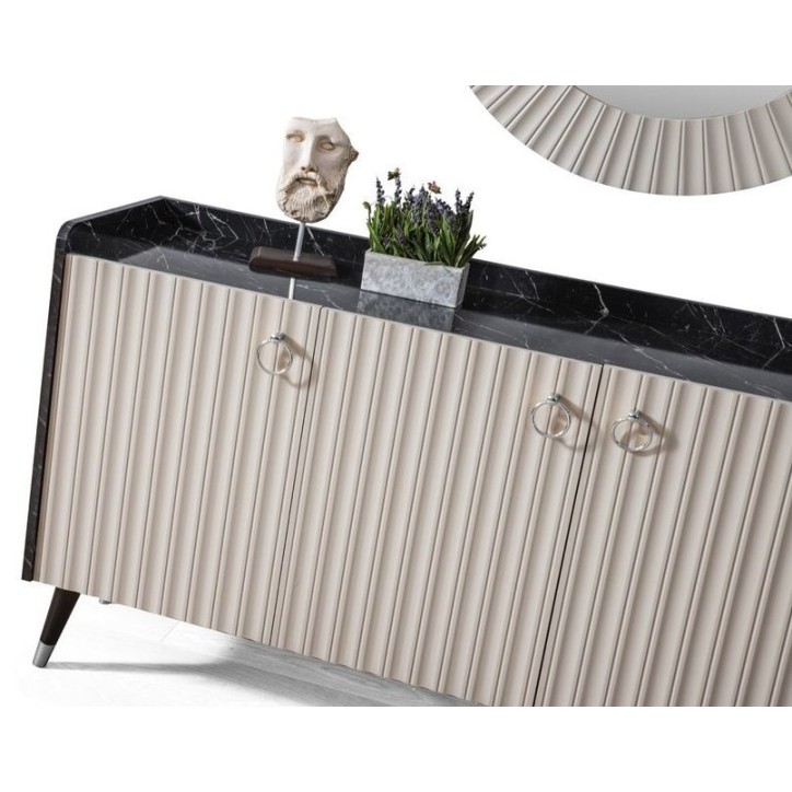 Buffet ORENDA NOIR GRIS 4 portes 185 cm