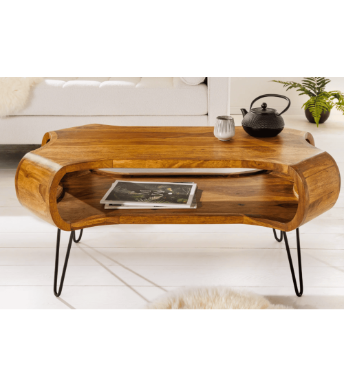 Table basse ORGANIC LIVING 100 cm en bois de sheesham naturel