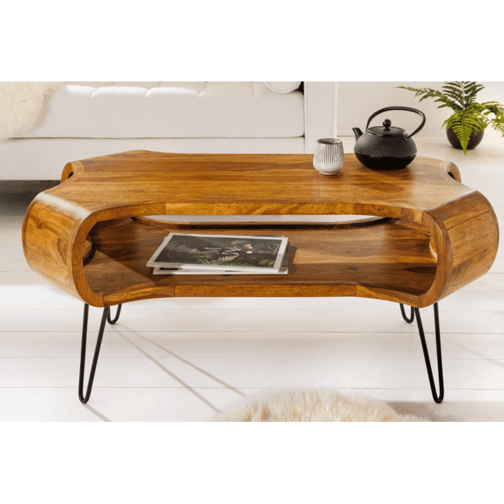 Table basse ORGANIC LIVING 100 cm en bois de sheesham naturel