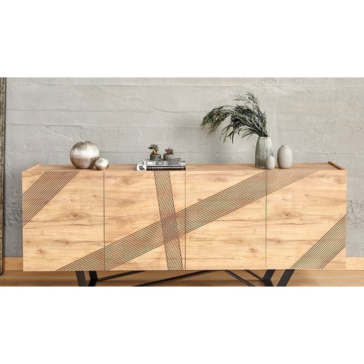 Buffet TRINITY 4 portes 200 cm chêne