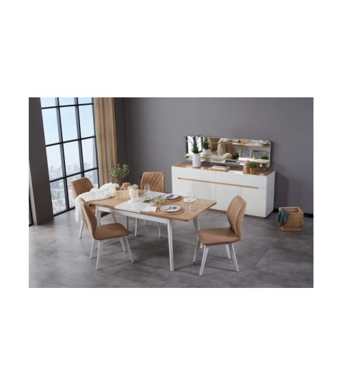 Salle à manger LYRE blanc et bois