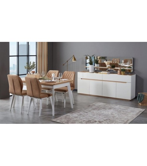 Salle à manger LYRE blanc et bois