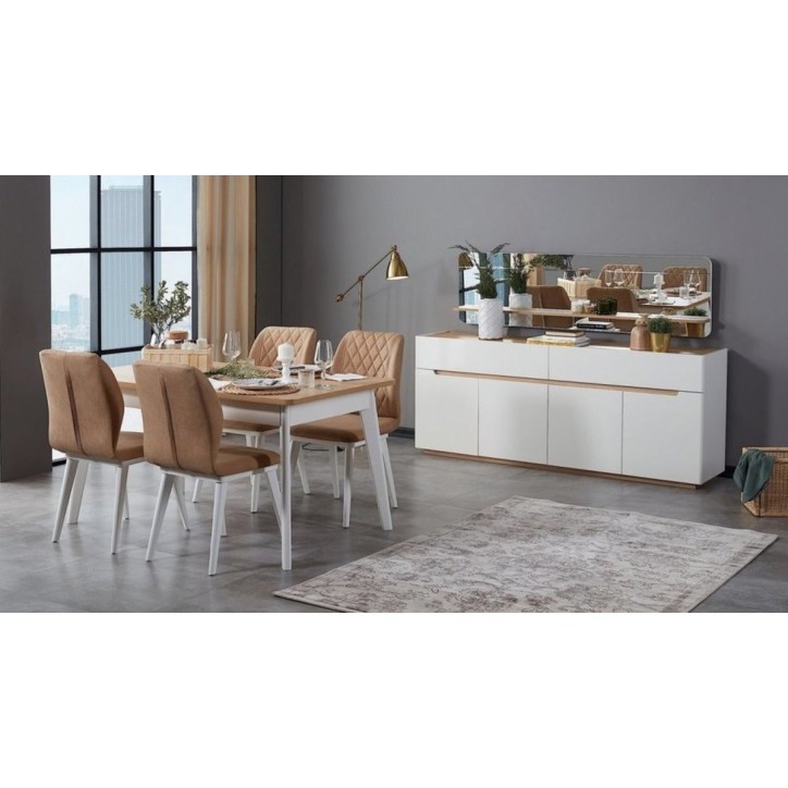 Salle à manger LYRE blanc et bois Salle à manger LYRE blanc et bois