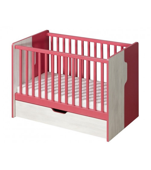 Cama de grades NUKI 60x120cm cor-de-rosa