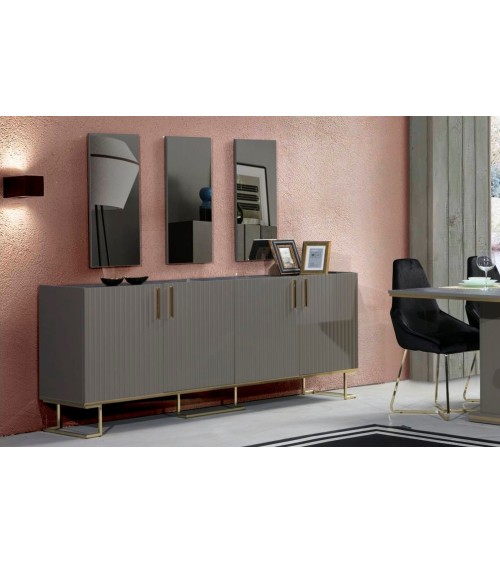 Buffet ALYZE 4 portes 205 cm gris