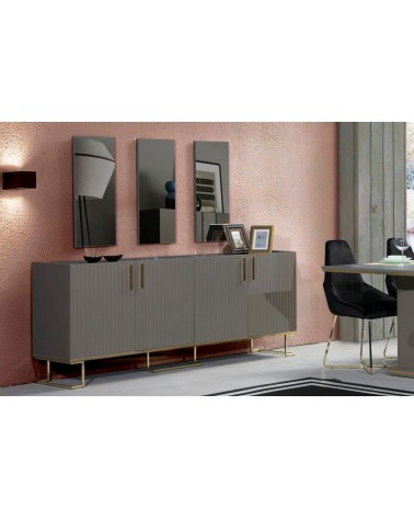 Buffet ALYZE 4 portes 205 cm gris