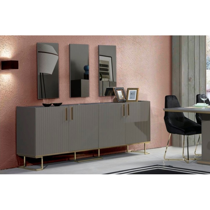 Buffet ALYZE 4 portes 205 cm gris
