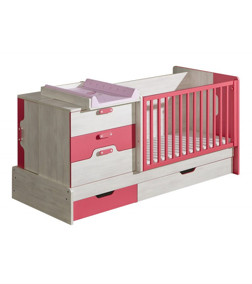Lit bébé NUKI évolutif rose