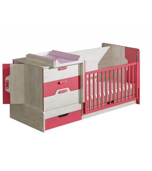 Lit bébé NUKI évolutif rose