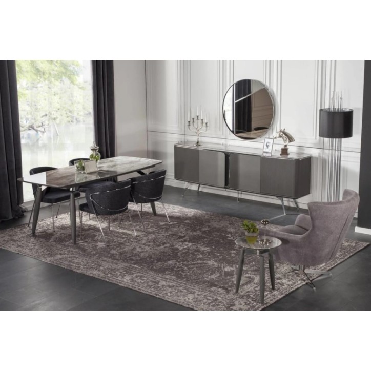 Comedor completo BERLIN antracita y efecto marmol
