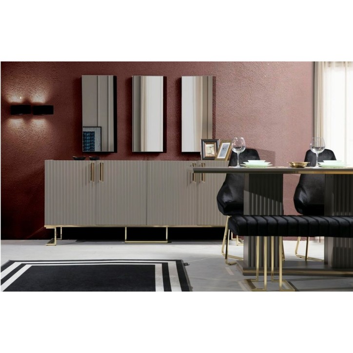 Buffet ALYZE 4 portes 205 cm gris
