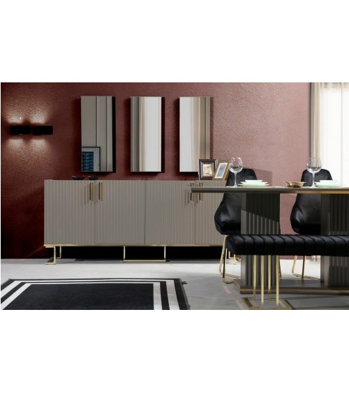 Buffet ALYZE 4 portes 205 cm gris