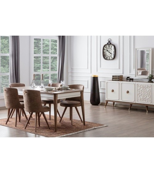 Salle à manger BOSTON blanc et doré