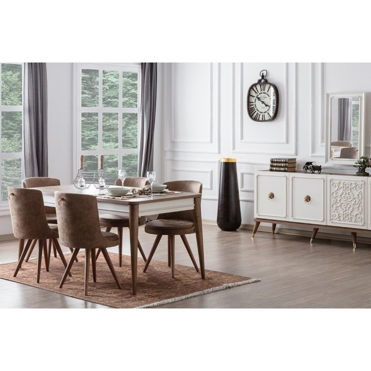 Salle à manger BOSTON blanc et doré Salle à manger BOSTON blanc et doré