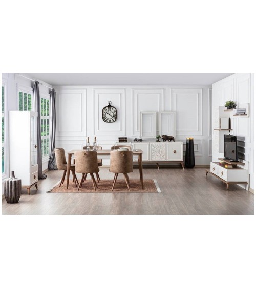 Salle à manger BOSTON blanc et doré