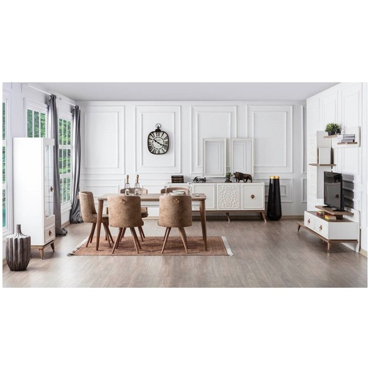 Salle à manger BOSTON blanc et doré Salle à manger BOSTON blanc et doré