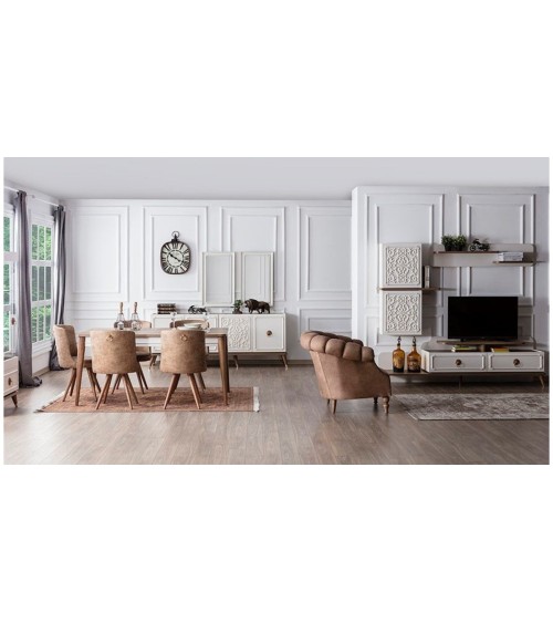 Salle à manger BOSTON blanc et doré