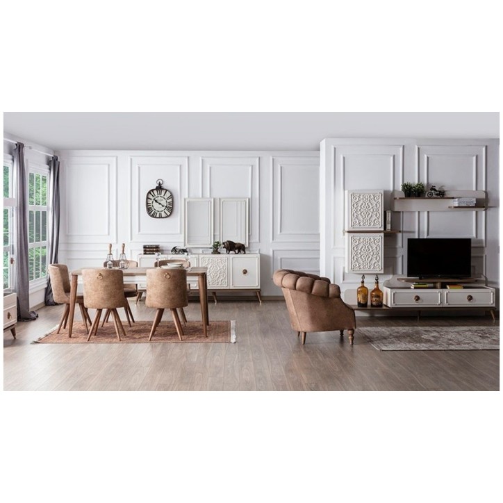 Salle à manger BOSTON blanc et doré Salle à manger BOSTON blanc et doré