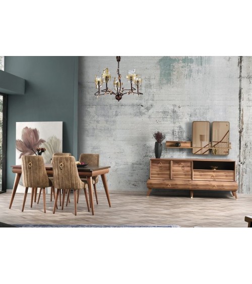 Salle à manger SAFIR noyer et cuivre