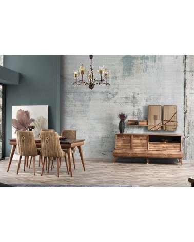 Salle à manger SAFIR noyer et cuivre