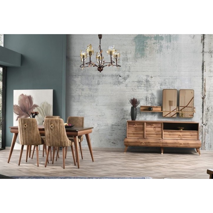 Salle à manger SAFIR noyer et cuivre Salle à manger SAFIR noyer et cuivre