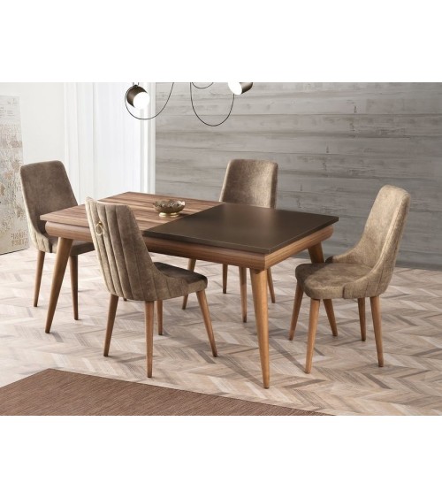 Salle à manger SAFIR noyer et cuivre