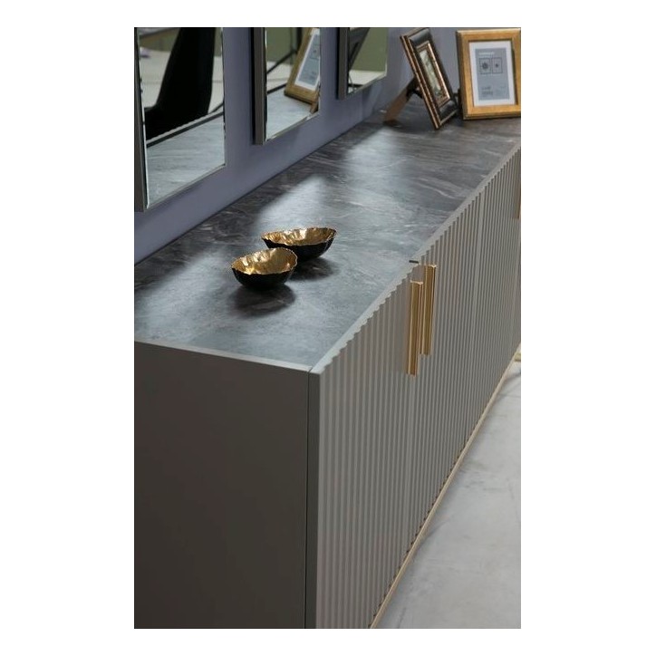 Buffet ALYZE 4 portes 205 cm gris