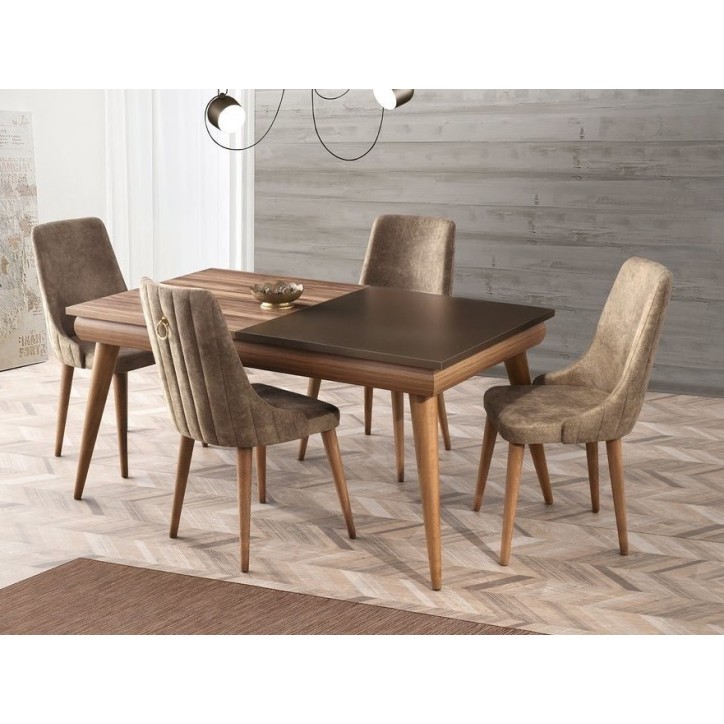 Salle à manger SAFIR noyer et cuivre Salle à manger SAFIR noyer et cuivre