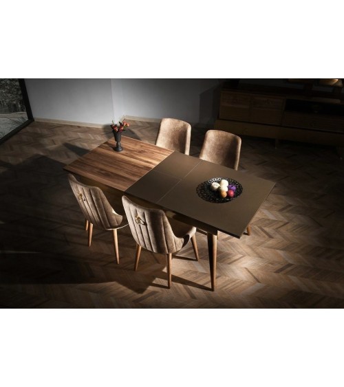 Salle à manger SAFIR noyer et cuivre