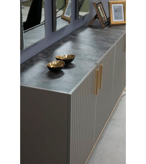 Buffet ALYZE 4 portes 205 cm gris