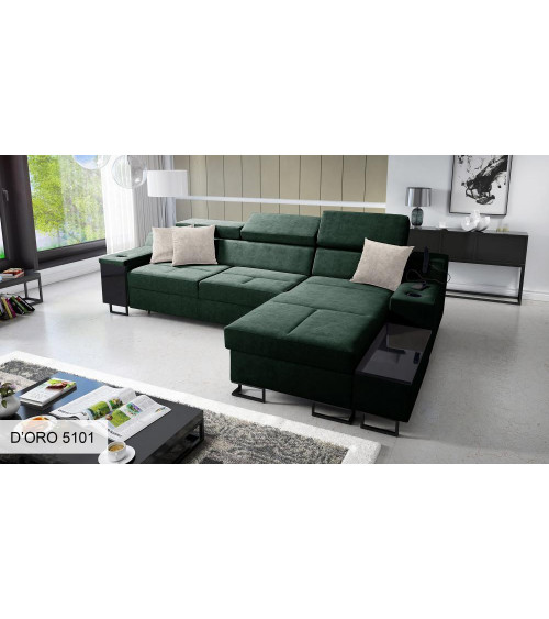Divano ad angolo trasformabile Modena marrone 297 x 210 cm