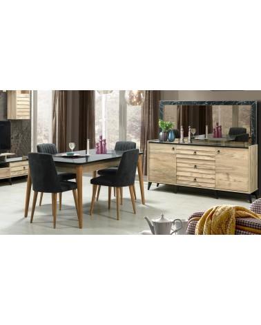 Salle à manger LIR bois et effet marbre noir