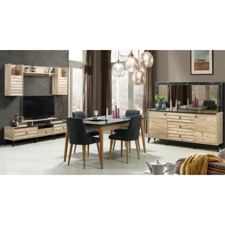 Salle à manger LIR bois et effet marbre noir Salle à manger LIR bois et effet marbre noir