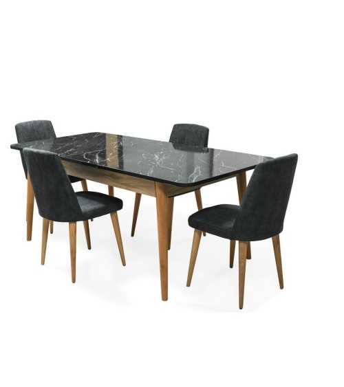 Salle à manger LIR bois et effet marbre noir