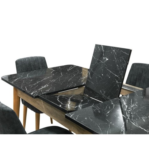 Salle à manger LIR bois et effet marbre noir