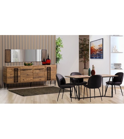 Salle à manger VITALI bois et métal noir