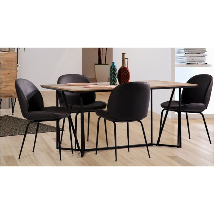 Salle à manger VITALI bois et métal noir