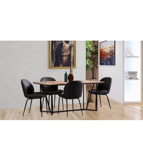 Salle à manger VITALI bois et métal noir