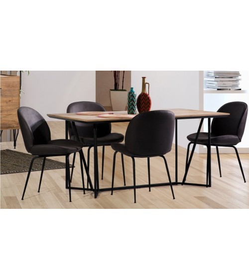 Salle à manger VITALI bois et métal noir